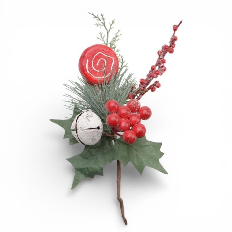 PICK CANDY NATALIZIA CAMPANE BACCHE ROSSO CM.25